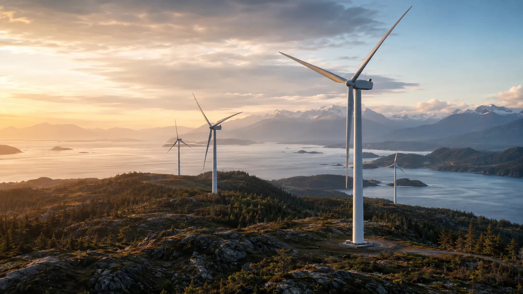 Wind turbines on British Columbia’s northwest coast